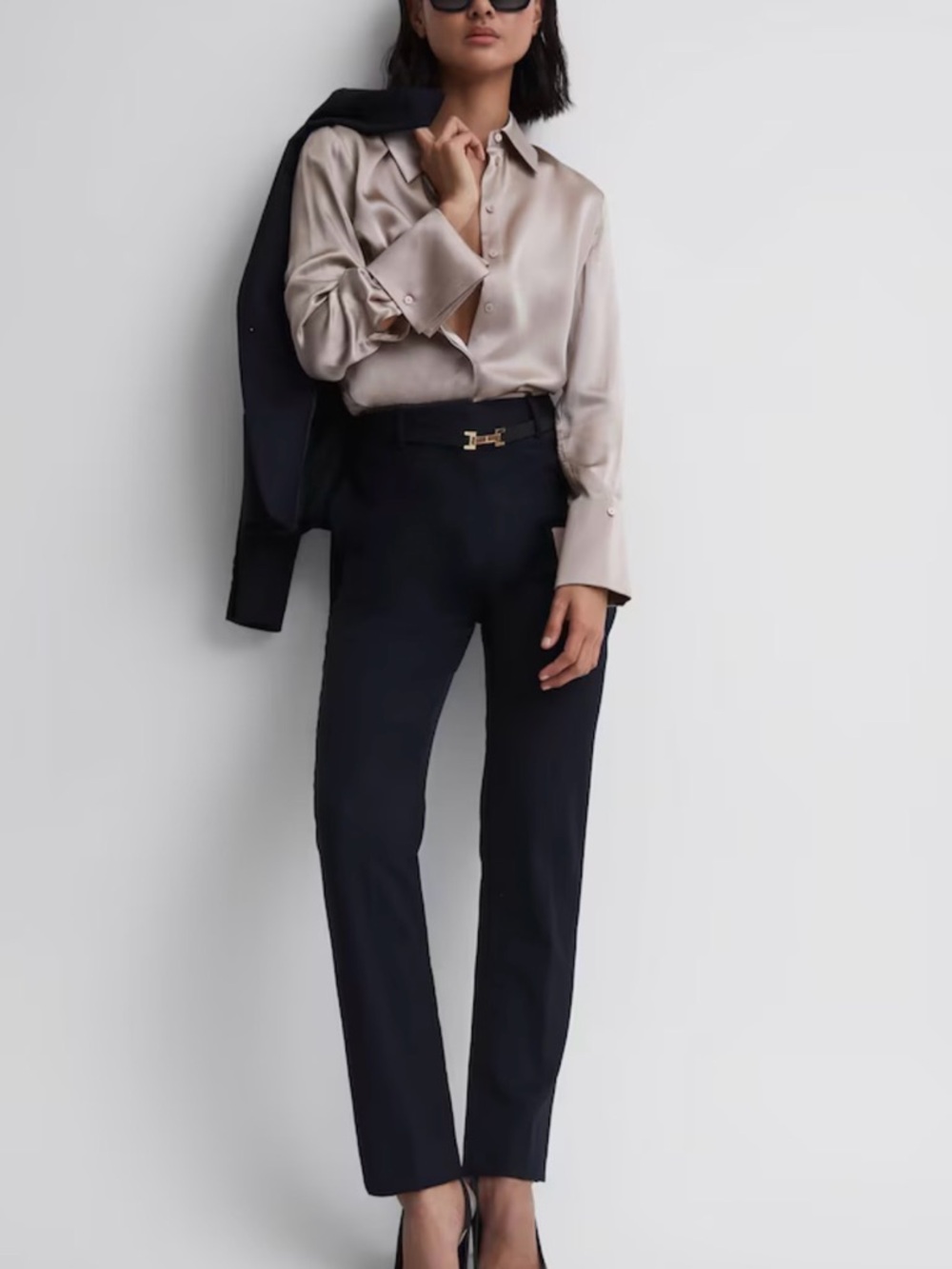 Reiss Black Slim Tailored Trousers
